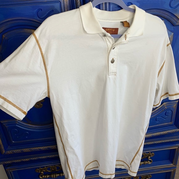Orvis Other - Orvis Cream Polo Partial Button Down T shirt MED